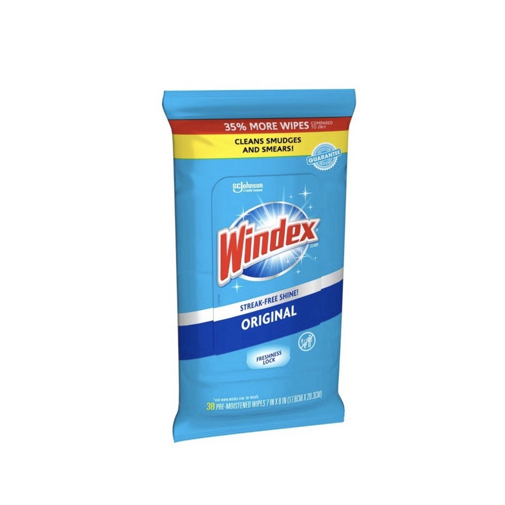 Windex Original Glass Surface Cleaning Wipes Streak-Free Shine 38 Count Pack